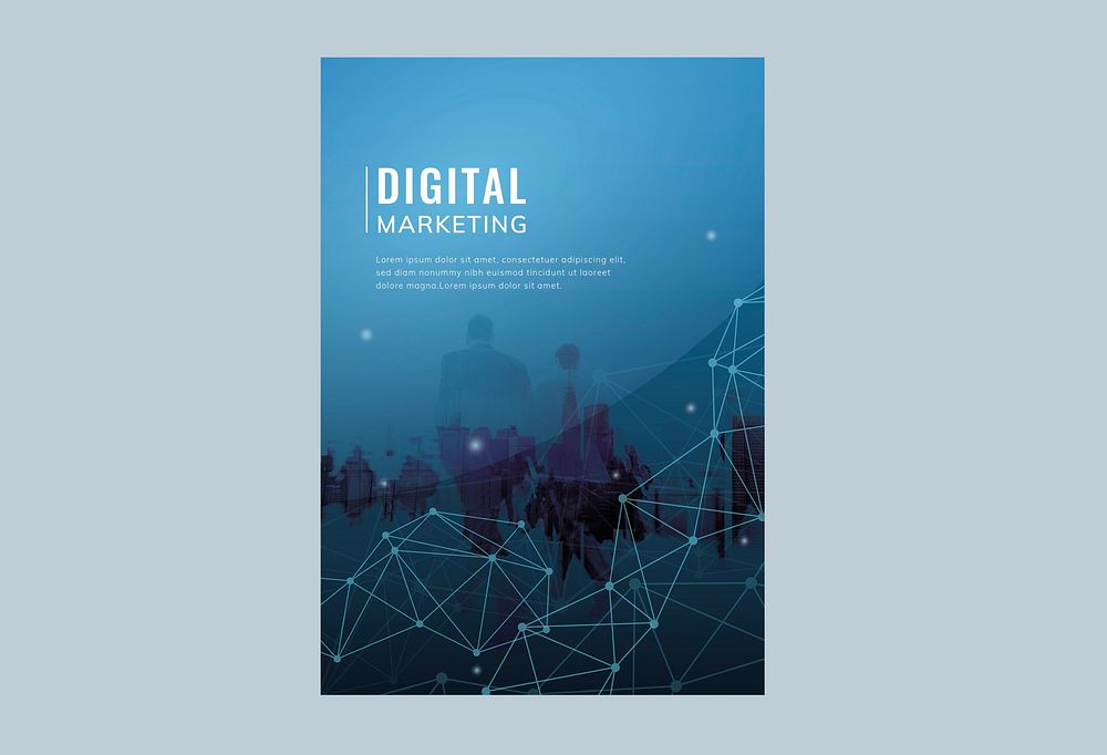 Blue digital marketing poster vector