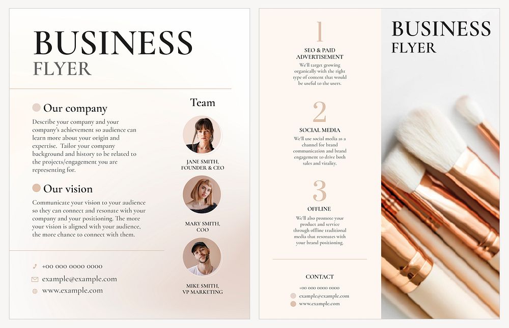 Business flyer template psd feminine style set