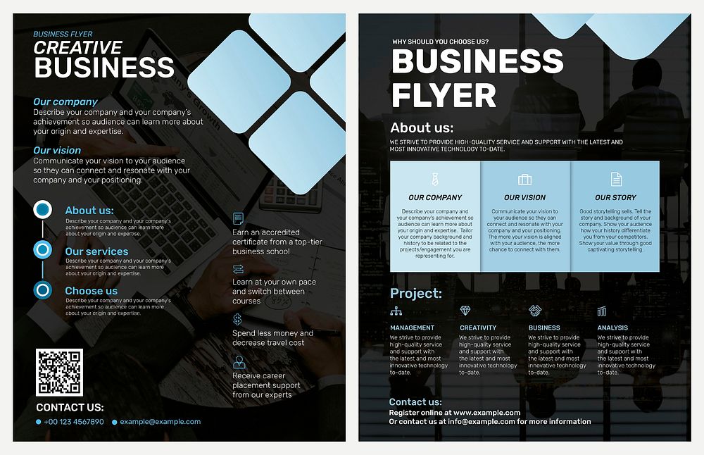 Blue business flyer template psd in modern design