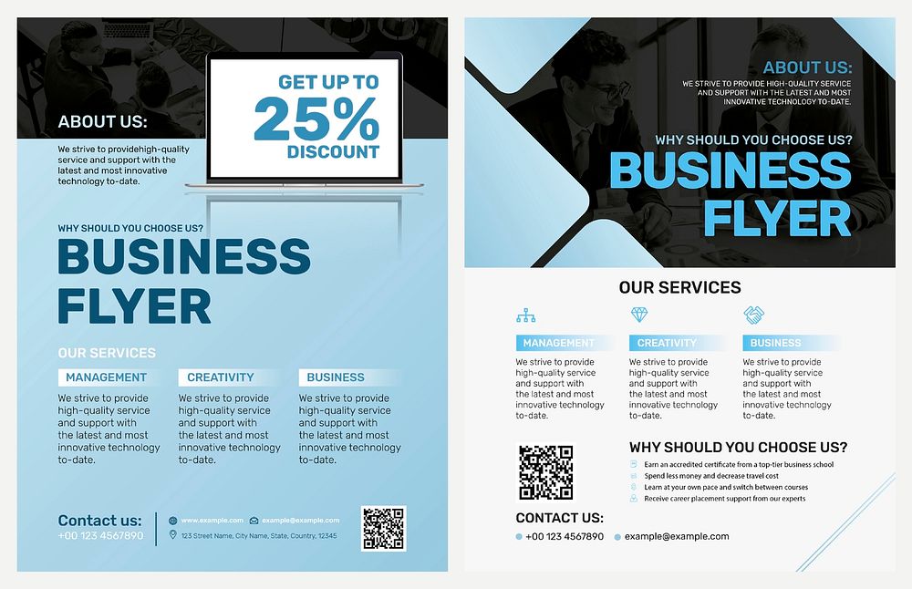 Blue business flyer templates psd in modern design