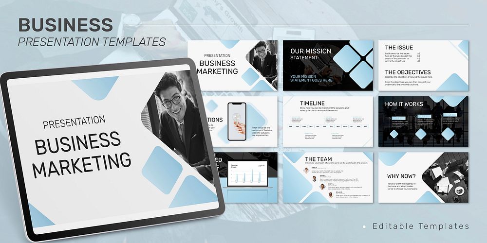 Business marketing presentation slide template psd social media post set