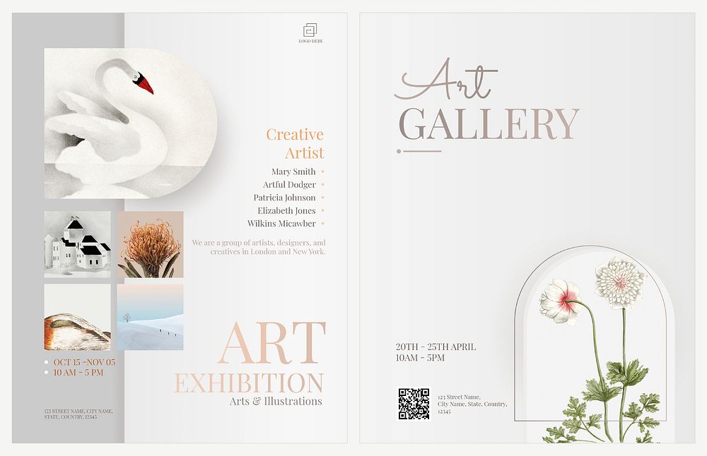 Art exhibition flyer templates psd editable design in simple theme