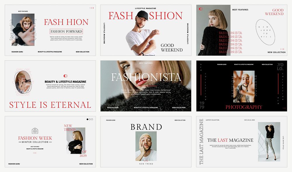Fashion blog templates vector in minimal style