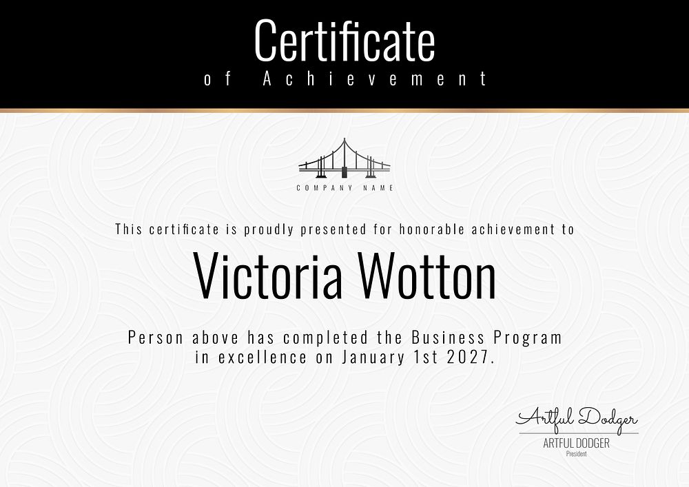 Professional award certificate template psd in classy design