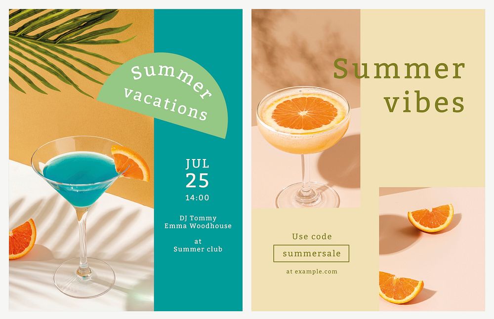 Colorful summer flyer template psd tropical background