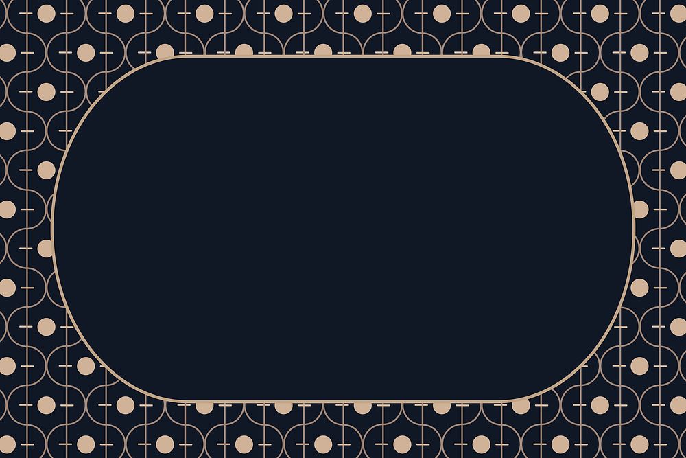 Gold art deco frame vector on dark background