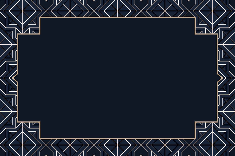 Gold art deco frame vector on dark background