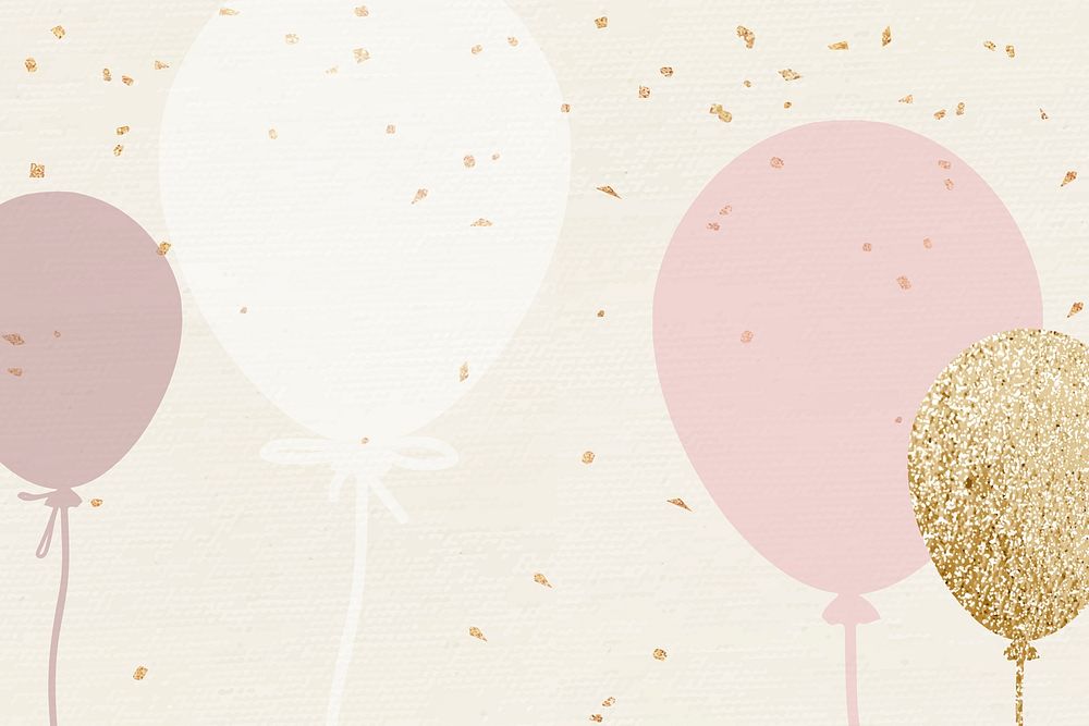 Luxury balloon psd background celebration in pink and gold tone