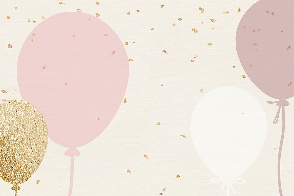 Luxury balloon psd background celebration in pink and gold tone