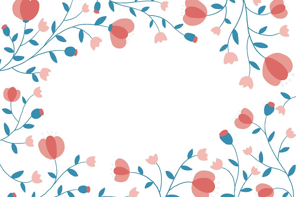 Colorful floral frame vector on white background