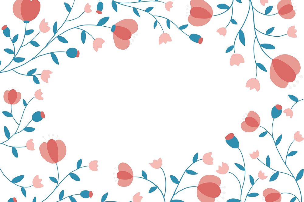 Colorful floral frame psd on white background