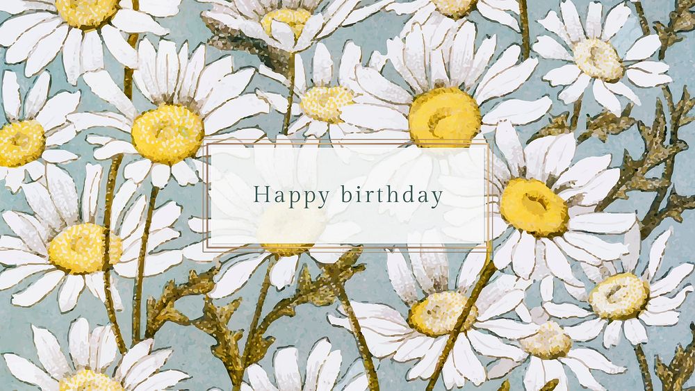 Happy birthday  greeting  on daisy pattern background illustration