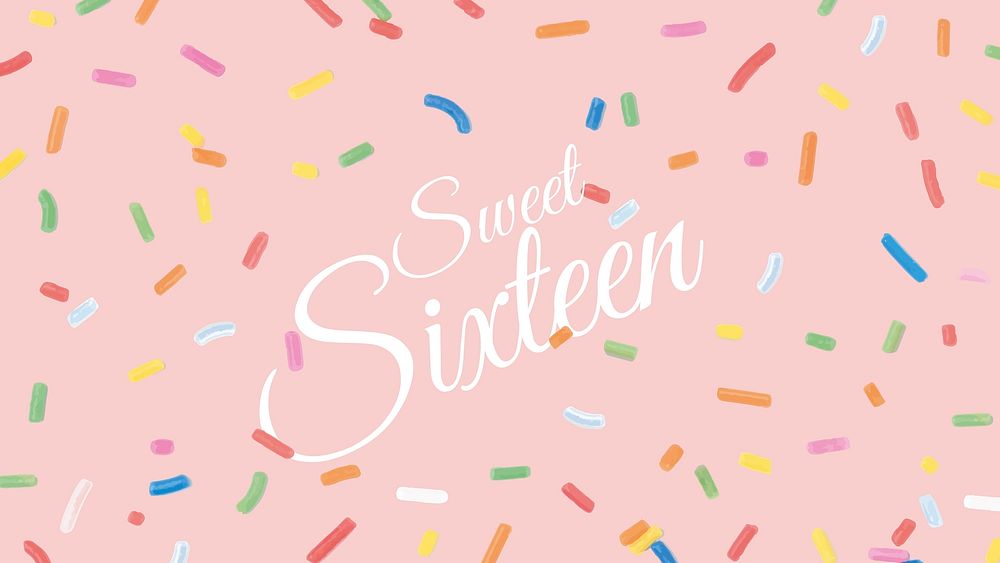 Sweet sixteen birthday greeting illustration