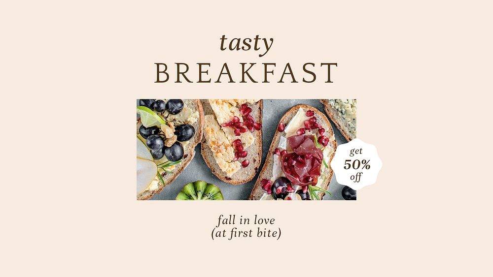 Pastry breakfast psd presentation template for bakery and cafe marketing