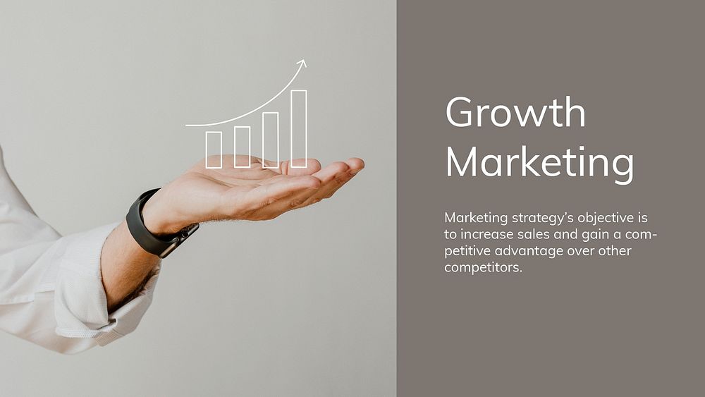Digital marketing business template psd on growth topic for presentation