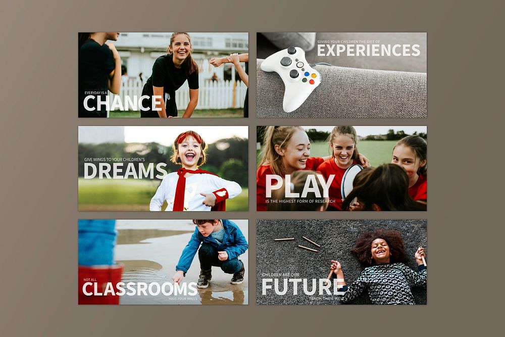 Education banner template psd set with motivational text