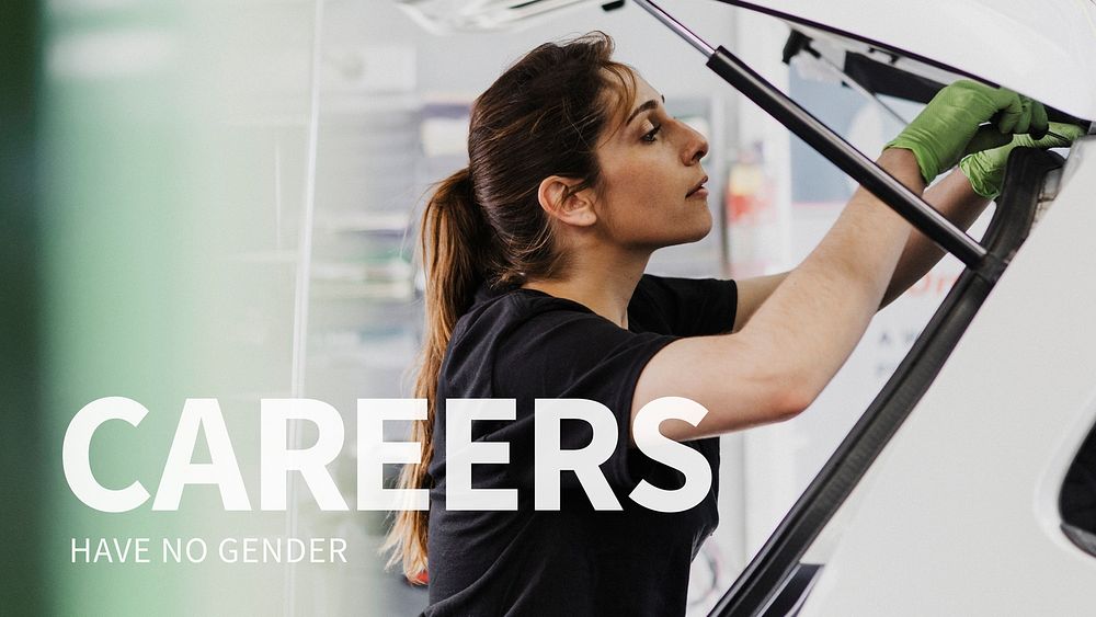 Female empowerment banner inspirational quote careers have no gender