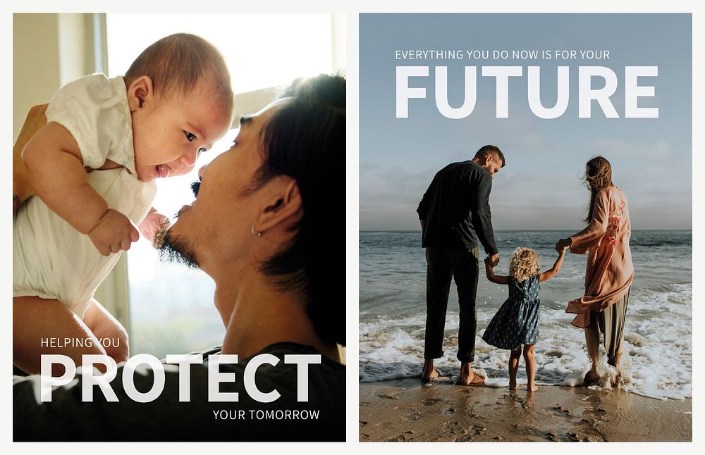 Family health insurance template psd protect your tomorrow ad poster dual set