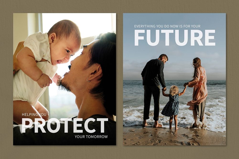 Family health insurance template psd protect your tomorrow ad poster dual set