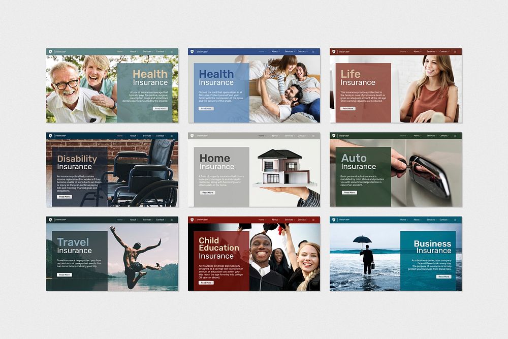 Insurance template psd with editable text set