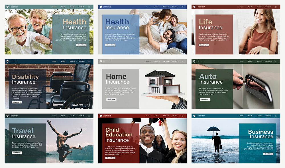 Insurance template vector with collection compatible with AI