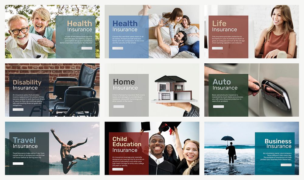 Insurance blog banner template psd with editable text collection 