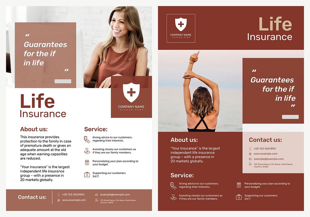 Life insurance poster template psd with editable text set