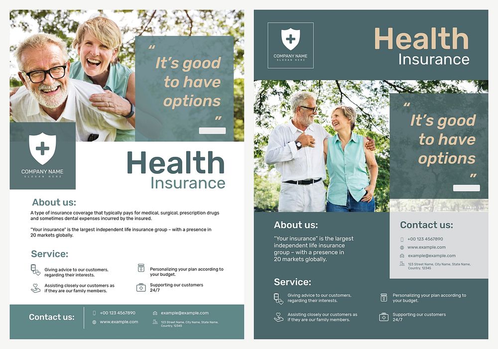 Health insurance poster template psd with editable text set