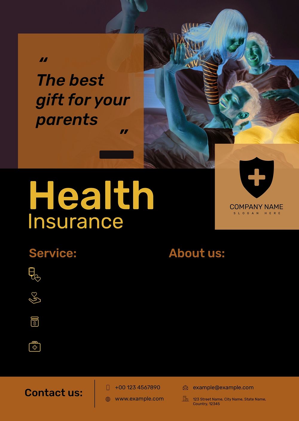 Health insurance template psd with editable text set