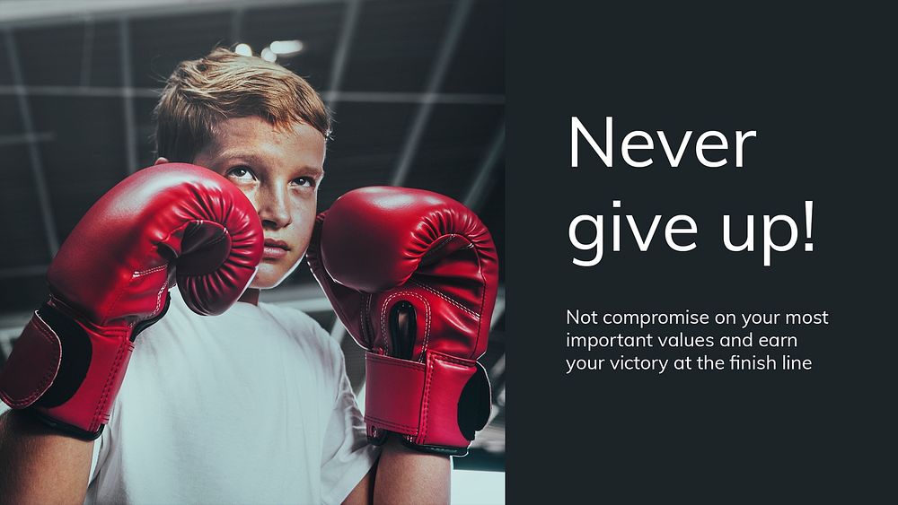 Boxing sports template psd motivational quote presentation