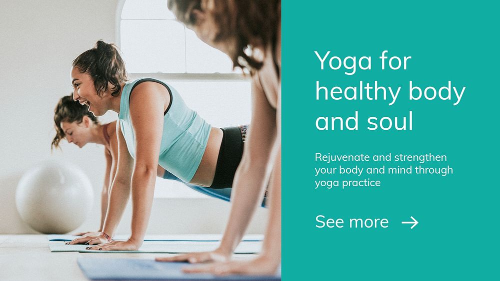 Yoga exercise wellness template psd for healthy lifestyle presentation