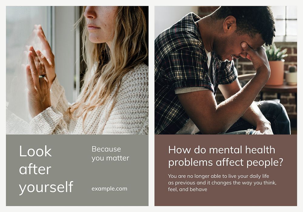 Mental health awareness template vector for support groups ad poster dual set