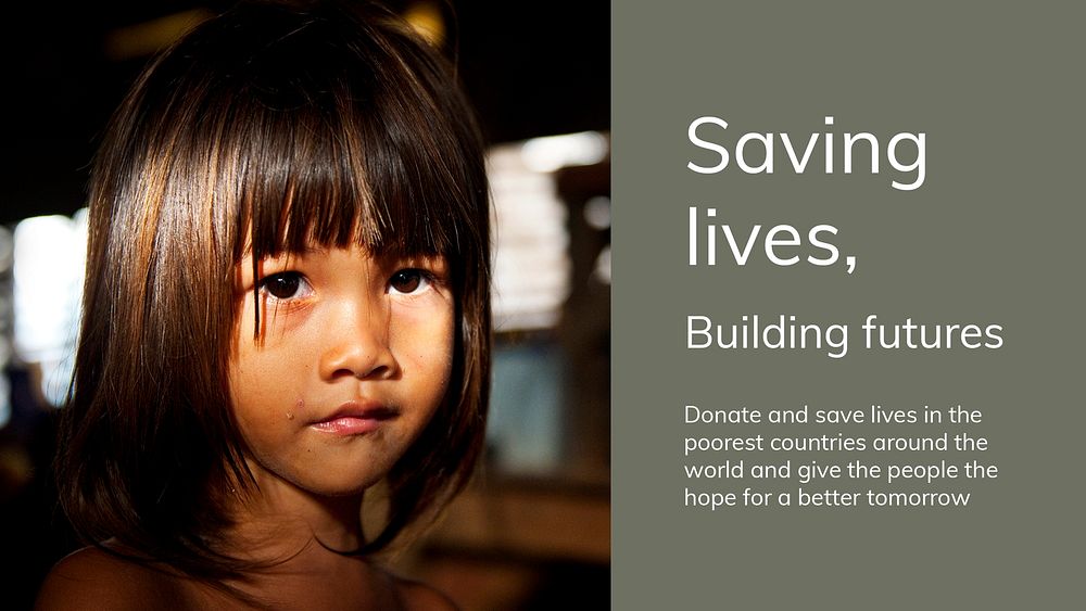 Children charity donation template psd for saving lives building futures presentation