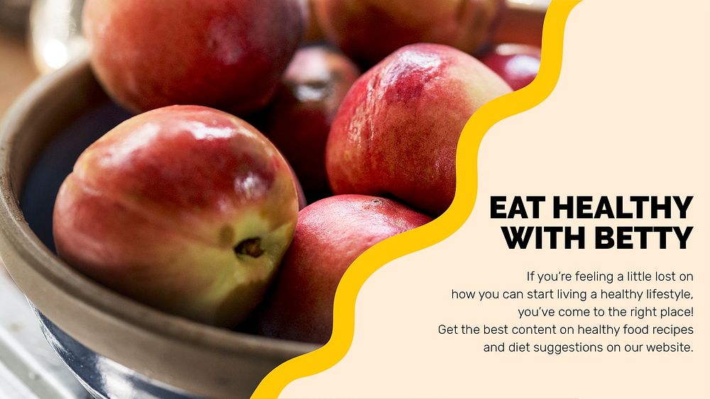 Healthy eating template psd with apples marketing lifestyle presentation in abstract memphis design