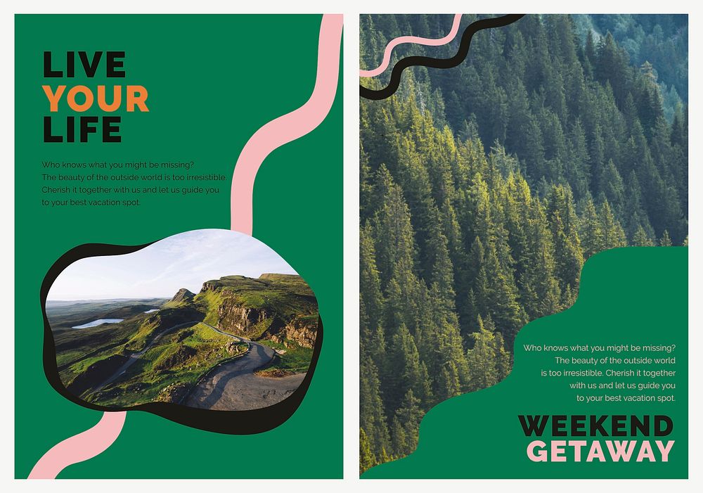 Travel mountain marketing template psd ad poster for agencies dual set