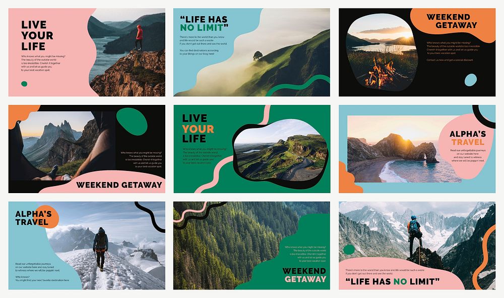 Travel marketing template psd presentation for agencies set