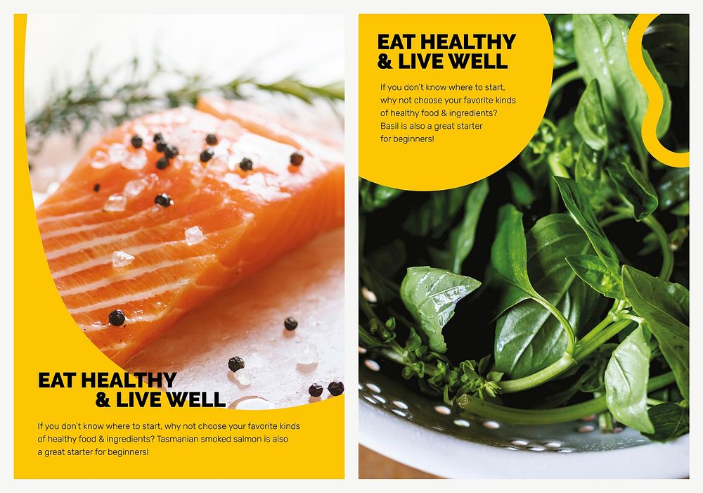Healthy diet template psd marketing lifestyle poster collection