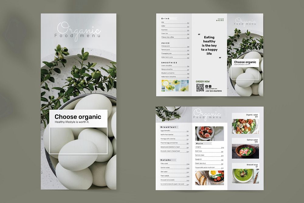 Organic food brochure template vector
