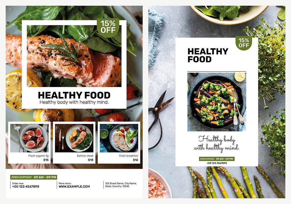 Healthy restaurant promotion template psd