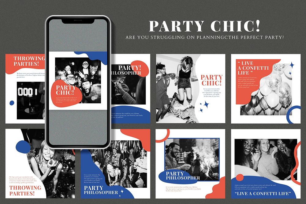 Party event marketing template psd social media ad for organizers dual set