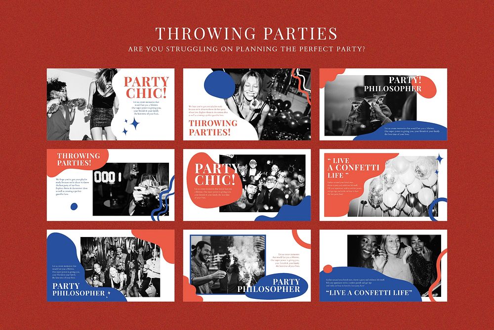 Party event marketing template psd presentation for organizers collection