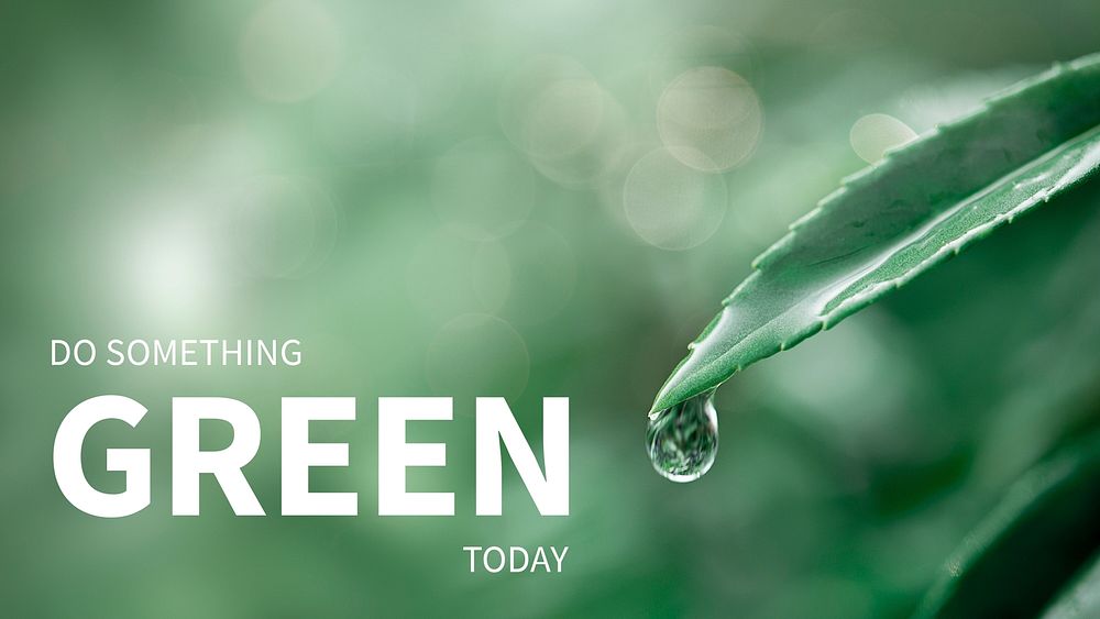Environment presentation template psd with green leaf