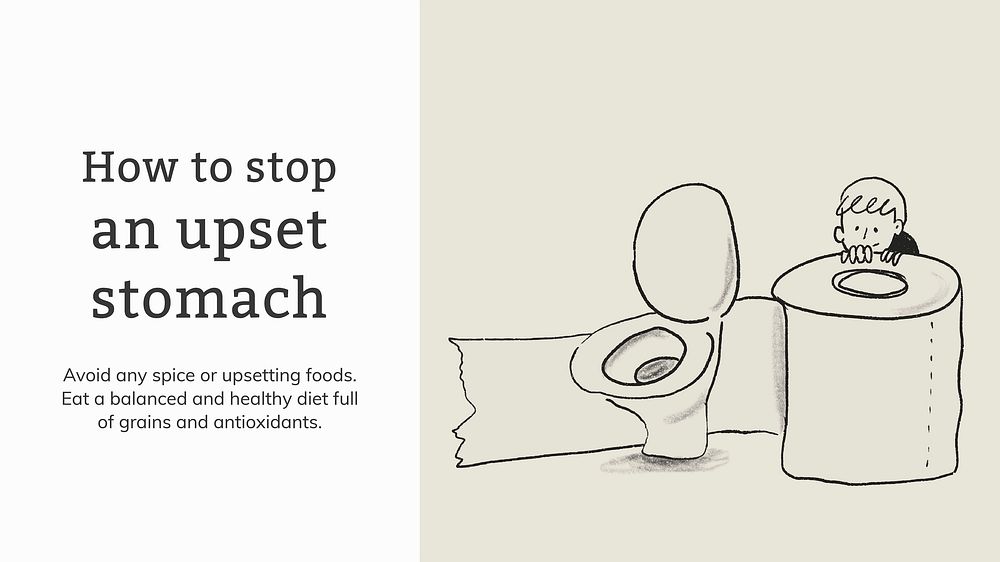 Stop upset stomach template vector healthcare presentation