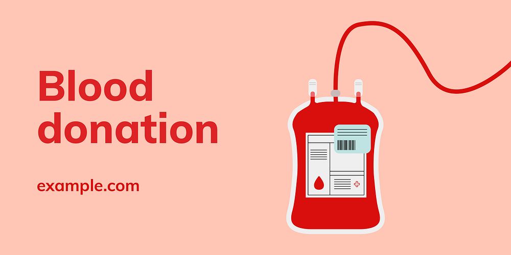 Blood donation campaign template vector blog banner in minimal style