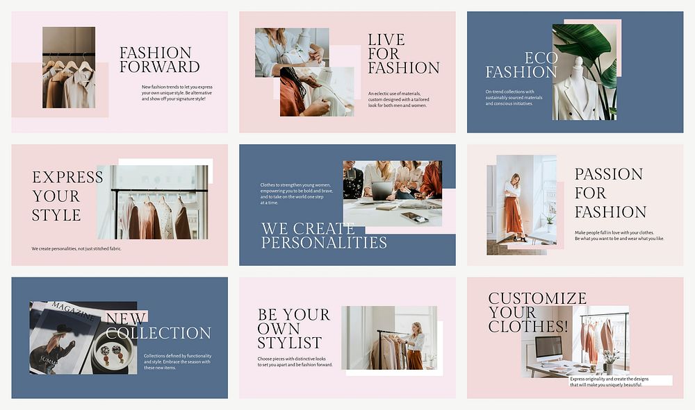 Fashion business presentation template vector set