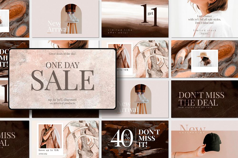 Fashion sale shopping template vector promotional aesthetic ad banner set