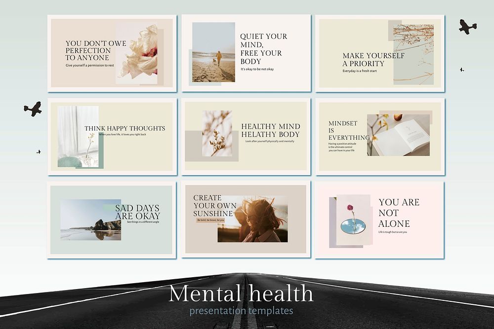 Mental health template vector set quote for presentation