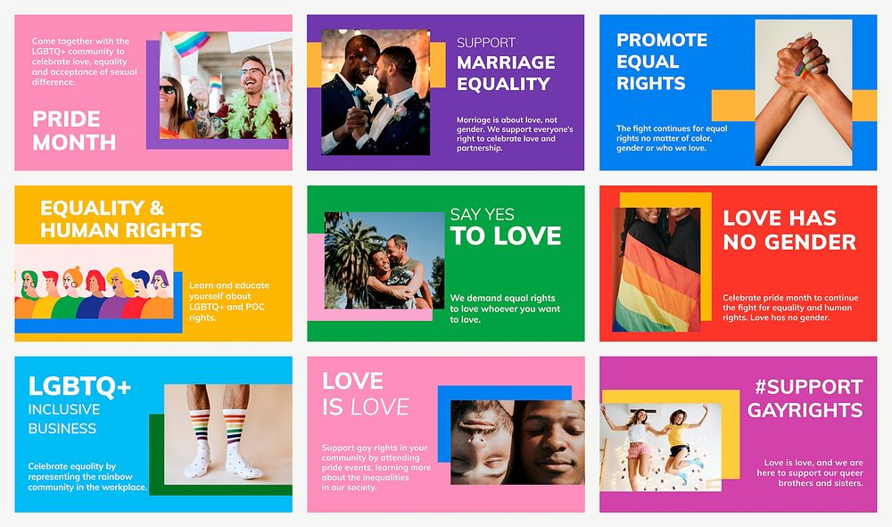 Pride month LGBTQ template psd gay rights support blog banners collection