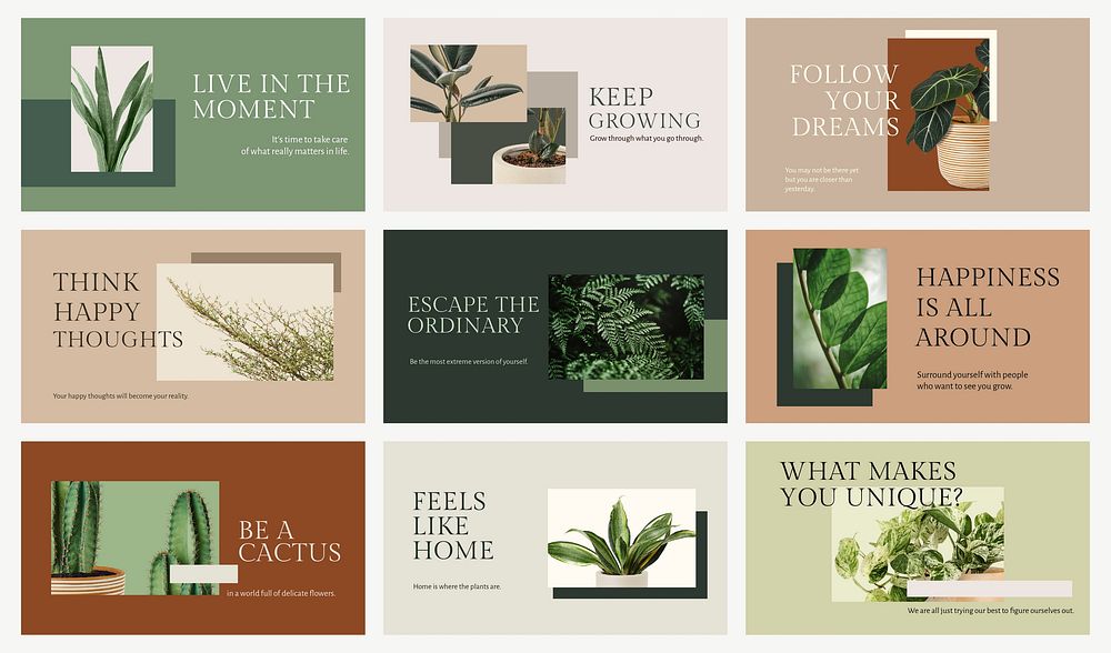 Botanical plant inspirational template vector blog banner in minimal style collection