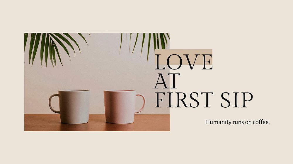 Coffee quote presentation template vector minimal style love at first sip